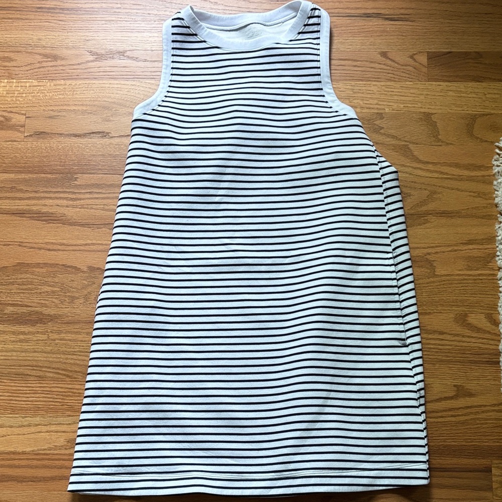 Abercrombie & Fitch White and Black Striped Tank Dress